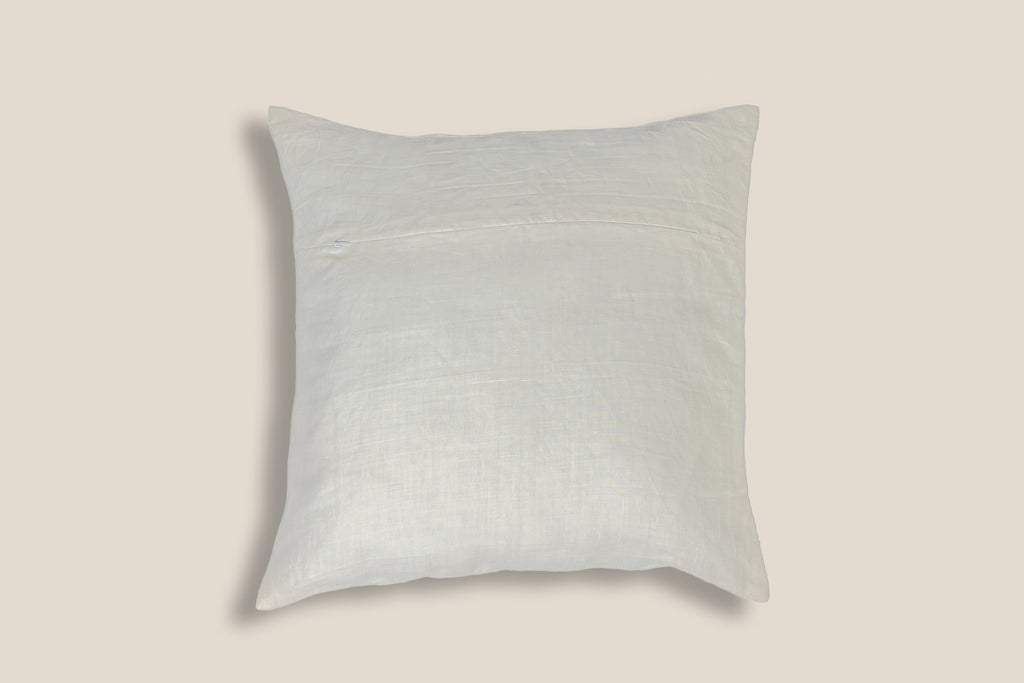 back of an Exclusive soft neutral cushion with white sequins design