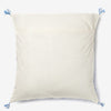 back of a Summer blue - white and blue luxury cushion with tassels